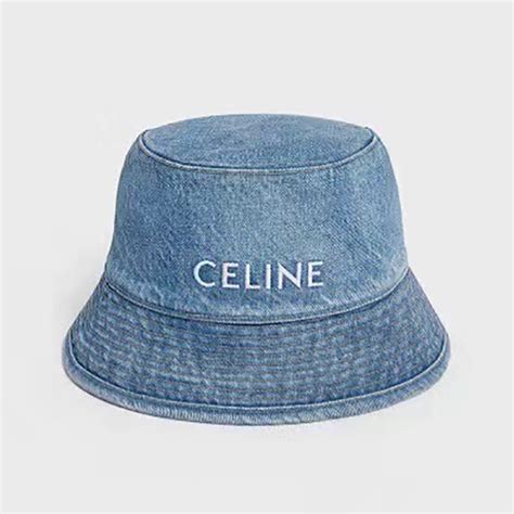 celine blue bucket hat|designer denim bucket hat.